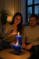 Lotuskerze Basic Blau Gr. 2, 23 cm, Brenndauer 140 h