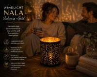 Windlicht NALA Schwarz-Gold aus Metall Ø 8 cm – Handgefertigtes Teelicht-Windlicht
