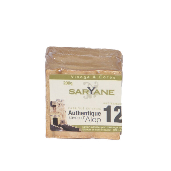 Aleppo Seife, Olivenölseife mit 12% Lorbeeröl, 200 g, handgemacht