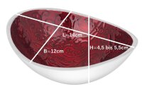 Räucherschale Jalina rot mit Paisleymuster, Aluminium oval