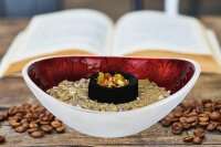 Räucherschale Jalina rot mit Paisleymuster, Aluminium oval