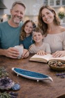 Räucherstäbchenhalter Pali blau, Aluminium im Blattdesign