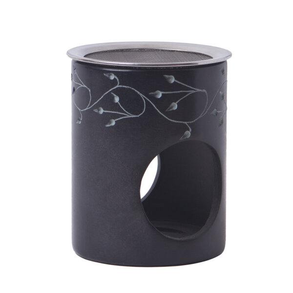 Weihrauchbrenner Japur Schwarz mit Edelstahlsieb Fair Trade, Softstone