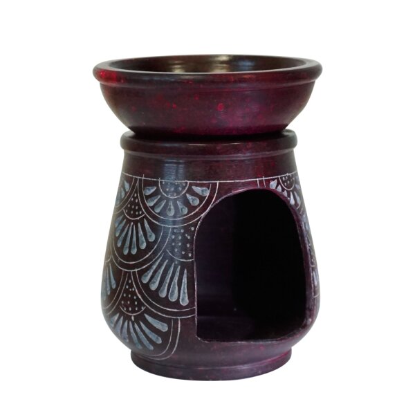 Weihrauchbrenner & Duftlampe MARAKESH – handgefertigt aus Softstone, bordeauxrot