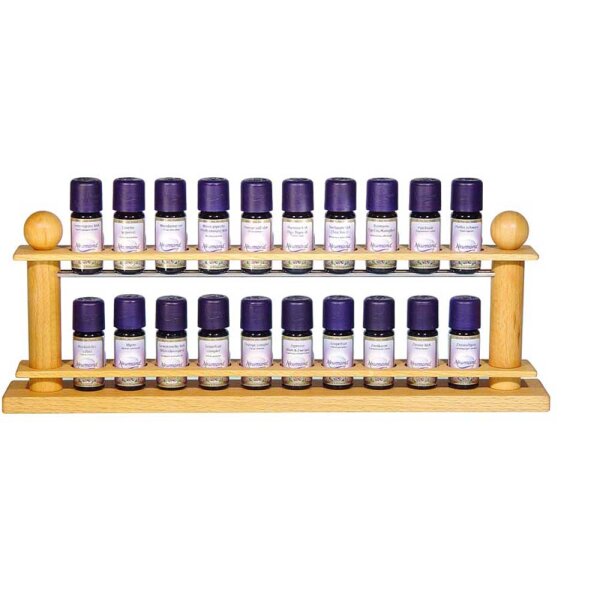 Duftölständer für 20 Flaschen ätherische Öle, Leerdisplay aus Buchenholz