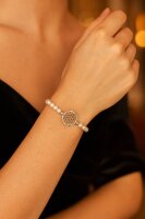 Armkette Perle, Armband mit Blume des Lebens, 15mm, 925er Silber