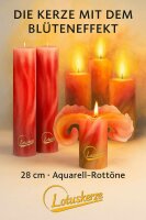 Lotuskerze Aquarell Rottöne Gr. 3, 28 cm, Brenndauer 170 h
