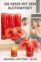 Lotuskerze Aquarell Rottöne Gr. 3, 28 cm, Brenndauer 170 h