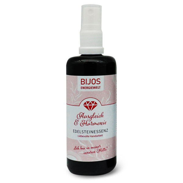 Bijos Edelstein Essenz Spray „Ausgleich & Harmonie“ 100 ml – Amethyst, Rosenquarz & Bergkristall