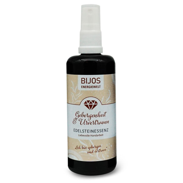 Bijos Edelstein Essenz Spray „Geborgenheit & Urvertrauen“ 100 ml – Achat, Rhodonit & Dendritenquarz
