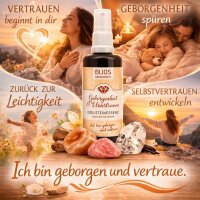Bijos Edelstein Essenz Spray „Geborgenheit & Urvertrauen“ 100 ml – Achat, Rhodonit & Dendritenquarz