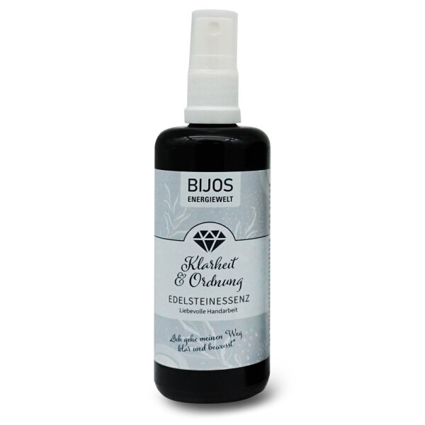 Bijos Edelstein Essenz Spray „Klarheit & Ordnung“ 100 ml – Diamant, Bergkristall & Weißer Citrin