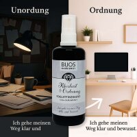 Bijos Edelstein Essenz Spray „Klarheit & Ordnung“ 100 ml – Diamant, Bergkristall & Weißer Citrin