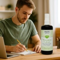 Bijos Edelstein Essenz Spray „Konzentration & Lernen“ 100 ml – Mookait, Chrysoberyll, Selenit & Bergkristall