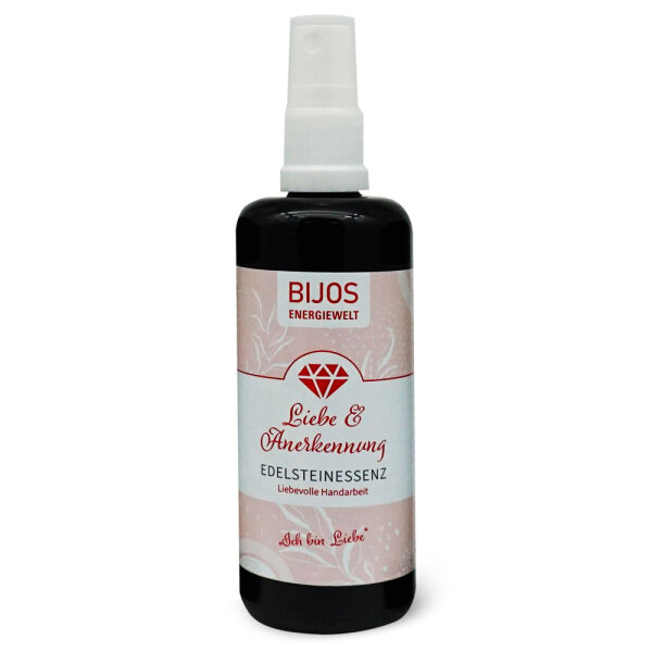 Bijos Edelstein Essenz Spray „Liebe & Anerkennung“ 100 ml – Rosenquarz & Bergkristall