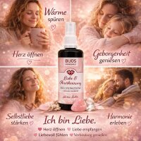 Bijos Edelstein Essenz Spray „Liebe & Anerkennung“ 100 ml – Rosenquarz & Bergkristall