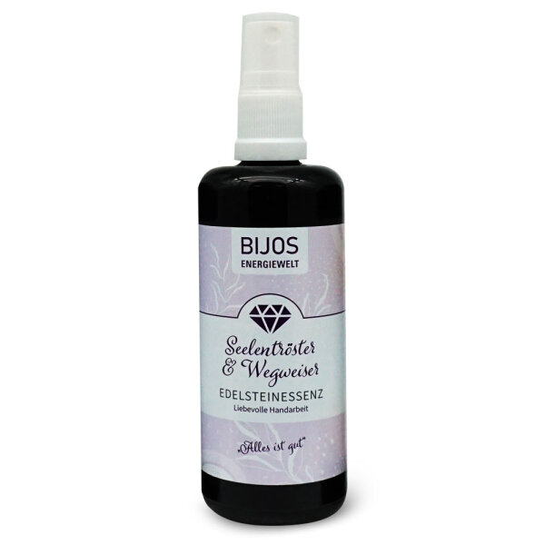 Bijos Edelstein Essenz Spray „Seelentröster & Wegweiser“ 100 ml – Magnesit, Roter Jaspis & Amethyst