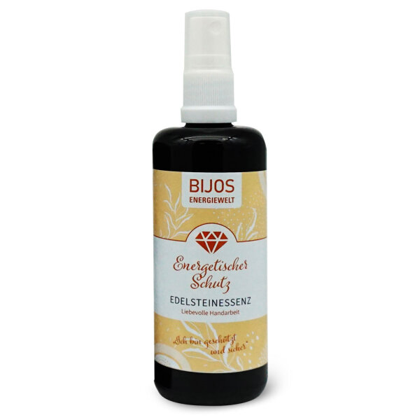 Bijos Edelstein Essenz Spray „Energetischer Schutz“ 100 ml – Malachit, Bergkristall, Saphir & Sonnenstein