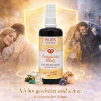 Bijos Edelstein Essenz Spray „Energetischer Schutz“ 100 ml – Malachit, Bergkristall, Saphir & Sonnenstein