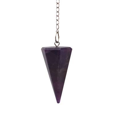 Amethystpendel geschliffen mit Kette Edelstein Pendel Heilsteine Pendulum Amethyst, ca. 4 cm