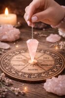 Rosenquarzpendel geschliffen mit Kette Edelstein Pendel Heilsteine Pendulum Rosenquarz, ca. 4 cm