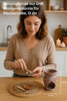 Messingbürste mit Griff, Reinigungsbürste für Räuchersiebe, 12 cm