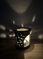 Weihrauchbrenner Korba Fair Trade mit Edelstahlsieb, Softstone mit Blätterrelief