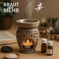 Weihrauchbrenner und Duftlampe Amphore Duo, Softstone mit Schale und Edelstahlsieb