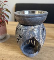 Weihrauchbrenner und Duftlampe Amphore Duo, Softstone mit Schale und Edelstahlsieb