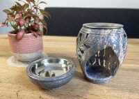 Weihrauchbrenner und Duftlampe Amphore Duo, Softstone mit Schale und Edelstahlsieb