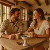 Räucherkelch Medan whitewash, Räuchergefäß aus Terracotta, Räucherschale