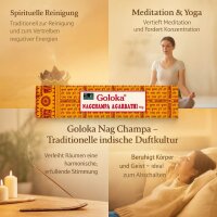 Indische Räucherstäbchen Nag Champa Goloka Agarbathi 16g