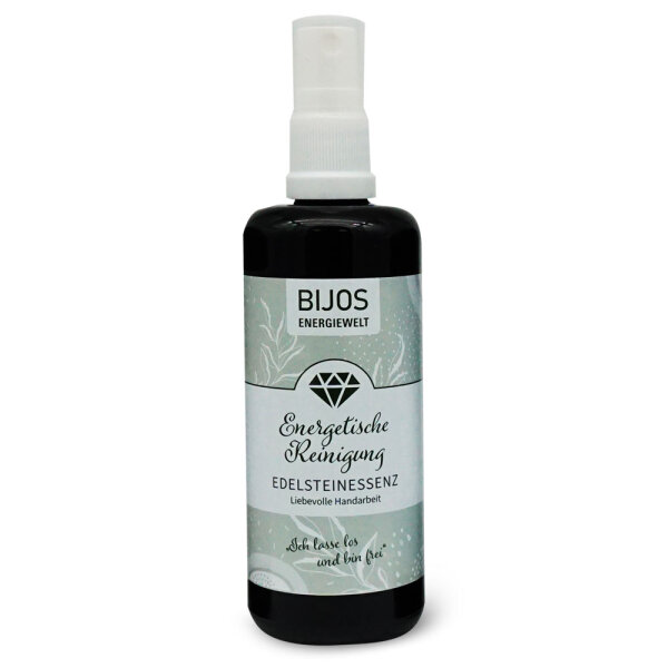 Bijos Edelstein Essenz Spray „Energetische Reinigung“ 100 ml – Amazonit, Grüner Turmalin, Chrysopras & Landschaftsjaspis