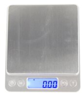 Digitale Präzisionswaage, Feinwaage 500g x 0,01g, beleuchtetes LCD Display, silber