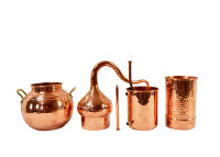 CopperGarden Destille Essence Plus Set, 2 Liter, meldefrei, handgeschmiedet aus Kupfer, Kolonnenbrennerei im Sorgenfrei Paket mit komplettem Zubehör