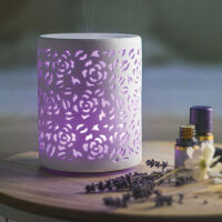 Aroma Diffuser Flora, Keramik, Raumduft elektrisch, weiß, 80 ml, LED-Licht mit Farbwechsler