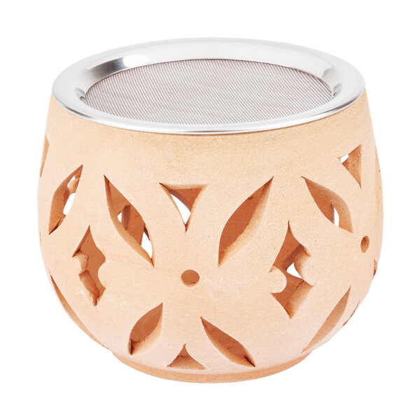 Weihrauchbrenner, Windlicht, Esra, Ton Natur mit Edelstahlsieb