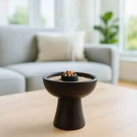 Räucherkelch Sundari black, handgefertigter Terracotta-Kelch aus Indonesien, H: 15,5 cm, Ø 13 cm