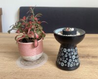 Räucherkelch Sundari black, handgefertigter Terracotta-Kelch aus Indonesien, H: 15,5 cm, Ø 13 cm