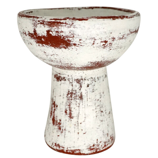 Räucherkelch Sundari whitewash – handgefertigtes Terracotta-Räuchergefäß im Shabby Chic, H: 15,5 cm, Ø 13 cm