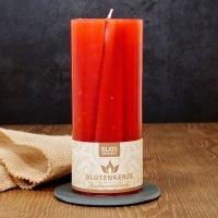 BIJOS Blütenkerze Rot – 19 cm hoch, Ø 8 cm, Brenndauer ca. 90 Stunden