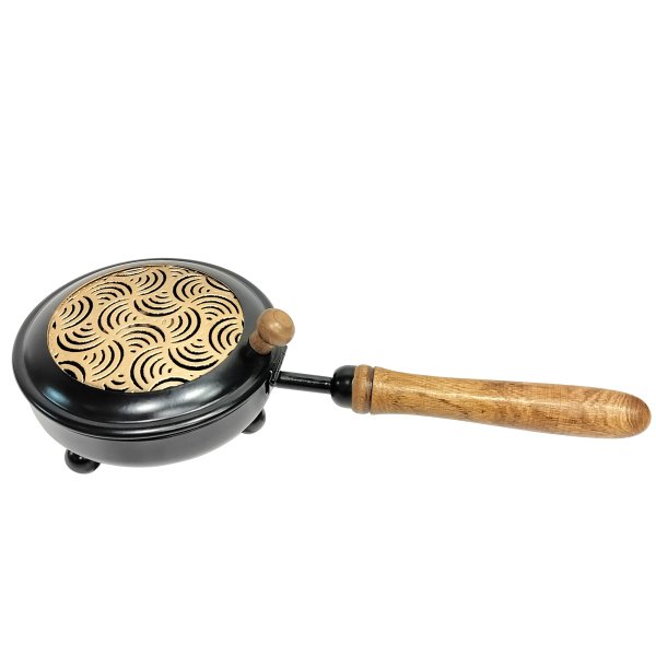 Räucherpfanne NEHA aus Metall mit Holzgriff und Deckel – Ø 12 cm