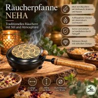 Räucherpfanne NEHA aus Metall mit Holzgriff und...