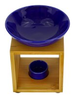 Duftlampe Malmö Blau, große Schale, Fair Trade, Aromalampe aus Bambusholz und Keramik