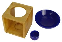 Duftlampe Malmö Blau, große Schale, Fair Trade, Aromalampe aus Bambusholz und Keramik